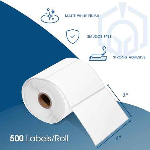 Spartan Industrial - 4" X 3" Direct Thermal Labels for Mailing Packages and Shipping - Compatible with Rollo, Zebra, and Other Desktop Printers (4 Rolls, 500/Roll)