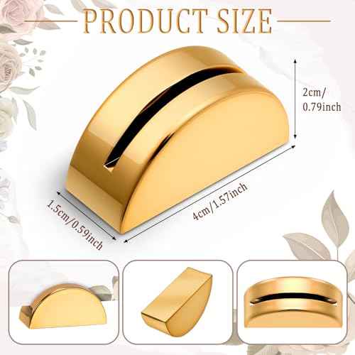 Vicenpal 40 Pcs Gold Table Number Holders Wedding Acrylic Card Place Holders with Card Slot Table Sign Display Stands for Photo Menu Office Meeting Restaurant Wedding Party Events (Semicircular)