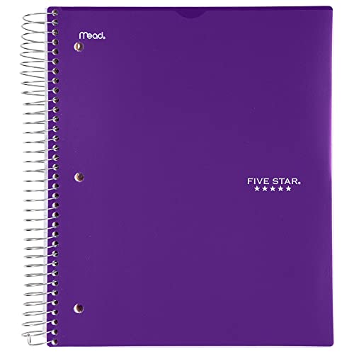 Mead Five Star Notebook + Study App - 5 Subject Notebook College Ruled - Water Resistant Customizable Cover - Spiral Notebook 8.5 X 11-200 Sheets - Assorted Colors - 6 Pack