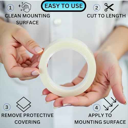 Double Sided Mounting Tape Heavy Duty Nano Two Sided Adhesive Strip Strong Magic Picture Poster Wall Hanging Decor Office Classroom Bubble Kit Transparent Removable Sticky Clear Stick Carpet 10 Feet