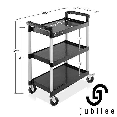 Jubilee Heavy-Duty 3-Tier Utility Service Cart with Wheels, 31.5 x 37.5