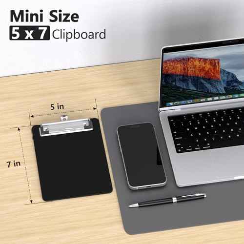 Mini Clipboard 50 Pack, 5 x 7 Plastic Small Black Clip Boards with Low Profile Clip, Memo Size for Classroom, Teacher, Students, School & Office Supplies