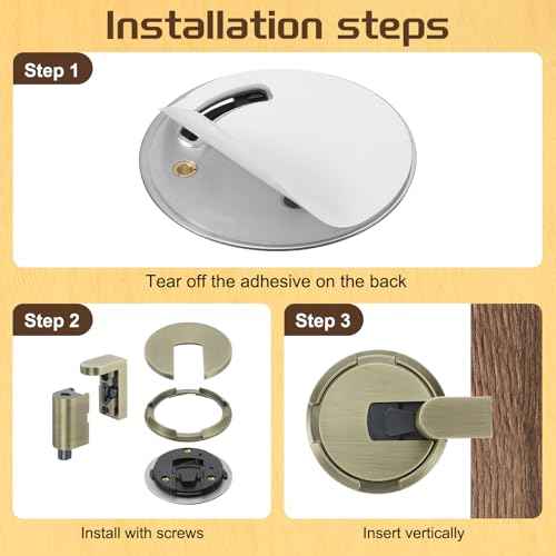 uxcell 2Pcs Magnetic Door Stopper, Silent Magnetic Floor Door Stop with Adhesive, Mechanical Floor Door Stop Shock Absorbing for Bedroom Office Bathroom, Bronze
