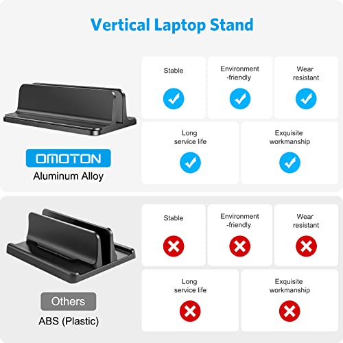 OMOTON Vertical Laptop Stand Holder Black, Adjustable Dock for MacBook