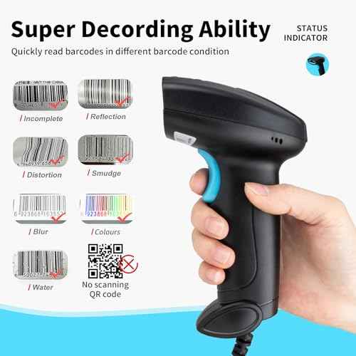Barcode Scanner USB 1D Wired CCD Barcode Reader Supports Screen Scan Bar Code Scanners for Store, Supermarket, Warehouse-U1