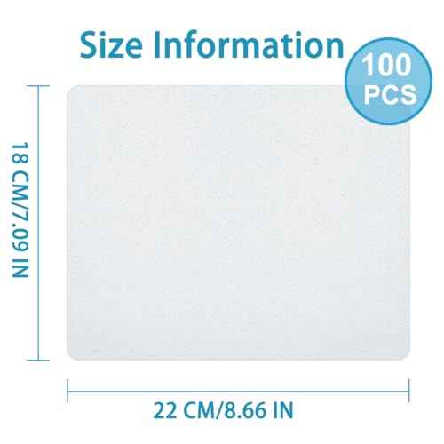 100Pcs Sublimation Mouse Pads Blanks White Mouse Mat Bulk for Sublimation Transfer Heat Press Printing DIY Crafts Mousepad for Custom with Non Slip Bottom,22 x 18 x 0.2 cm