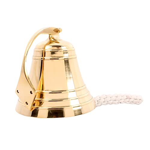 6 Inch Heavy Duty Brass Ship Bell - Nautical Hanging Bell for Decor & Emergency