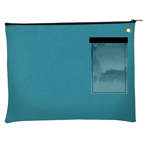 14W x 11H Canvas Interoffice Mailer with Zipper & Grommet - Teal, Heavy Duty