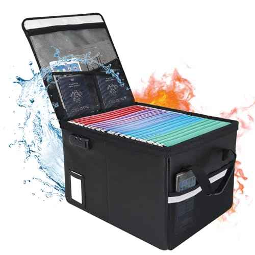 Upgraded 5200¡ÆF Fireproof Document File Organizer Box, Fireproof Storage Filing Cabinet with Lock, Portable Office Safe Box for Hanging Letter/Legal Folder 16.1 x 12.9 x 11in (Black)