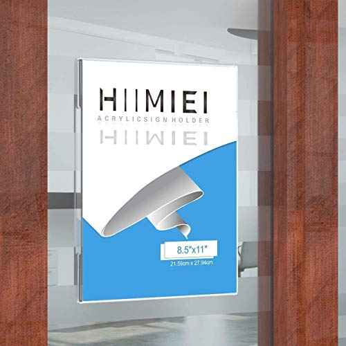 HIIMIEI 10 Pack Clear Acrylic Wall Mount 8.5x11 Sign Holder, Portrait Door Plexiglass Display Sign Holder Adhesive with 3M Tape, Plastic Photo Ads Frames Used in Office Hospital Hotel Store
