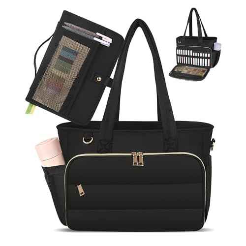 Puffer Tote Bag for Women, Large Quilted Handbag with Laptop Compartments, Work, College, Church & Bible Bag