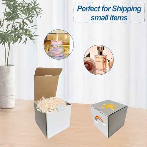 ROTCH 4x4x4'' Small Shipping Box, 50 Pack, Sturdy Corrugated Cardboard Mailer, White (M444-E-W)