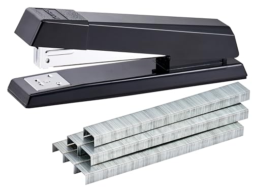 Bostitch No-Jam Premium Desktop Stapler - 1 Pack, 25 Sheet Capacity, Includes 1250 Staples, Black