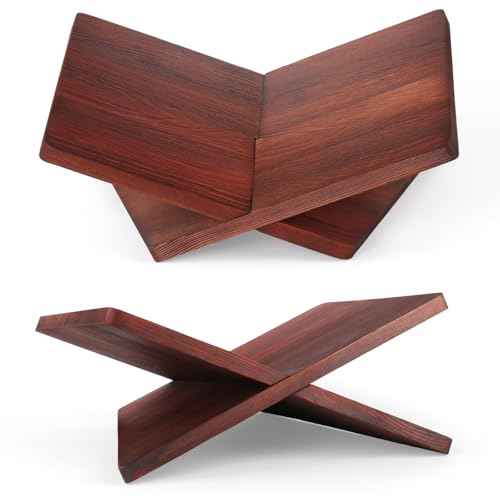 Wood Book Stand for Reading - 15¡Æ Angle Book Display Stand for Cookbooks, Textbooks, Sheet Music & Tablets, Magazines (Redwood)