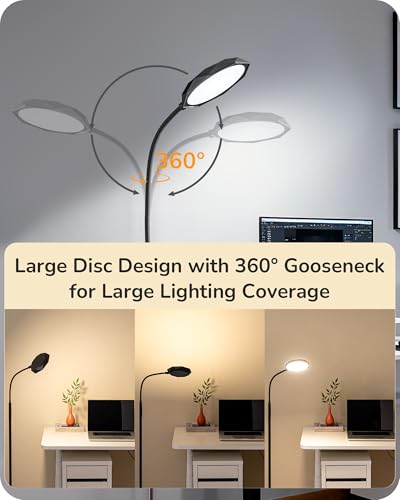 EDISHINE Black LED Floor Lamp 1300LM Bright Reading & Dimmable Modern Lamp