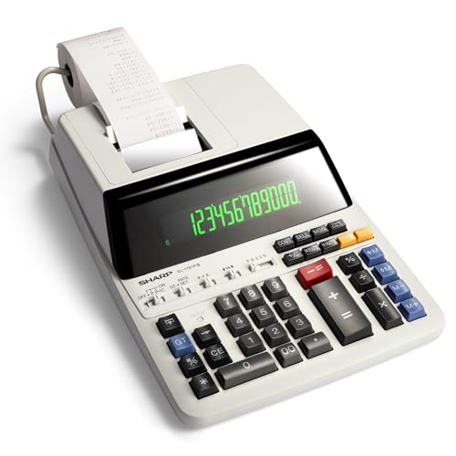 Sharp EL-1197PIII Heavy Duty Color Printing Calculator - White