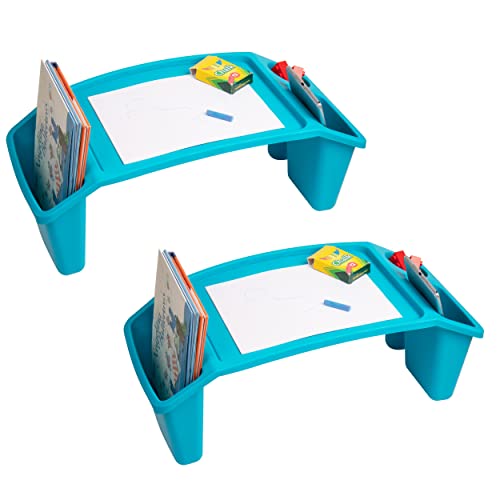 Kids Blue Plastic Lap Desk Set with Side Storage, Pack of 2