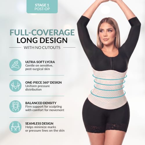 Beige Long 360 Lipo Foam Wrap for Tummy Tuck & BBL Recovery - FC Forma Tu Cuerpo