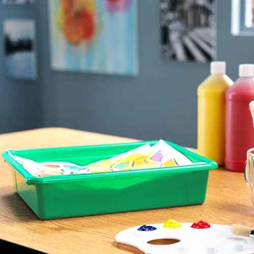 School Smart Sturdy Plastic Storage Tray, Multifunctional Design for Classroom, Home, and More, Letter Size, Green