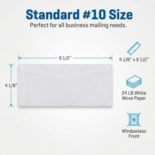 Aimoh #10 Double Window Self-Seal Security Envelopes 500 Ct.