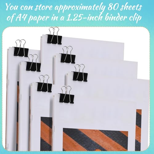 Jetec 500 Pieces 1. 25 Inch Black Binder Clips Bulk Large Paper Clamps Metal Paper Clips for Teachers Students Classroom Business Office and School Office Supplies