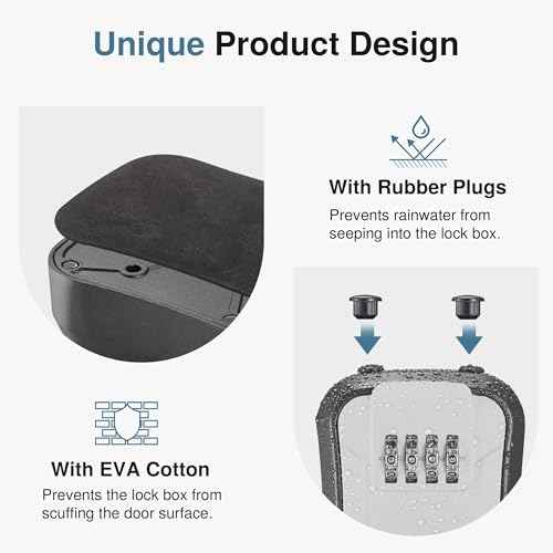 Puroma Lock Box for Keys with Code, Portable Wall-Mounted Storage Resettable Combination Key Lockbox, Outside Safe Security Box for House, Apartment, Office Key Storage (1 Pack,Gray)