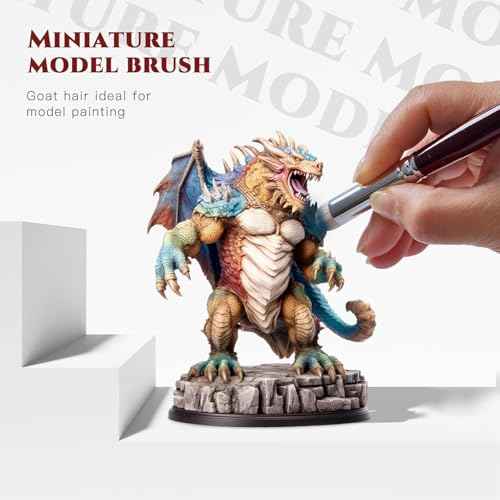 Kolinsky Sable Miniature Brushes Drybrushes for Miniature Set 7 pcs Paint Brushes for Miniature Oil Acrylics Model Paint Brushes #3, 5, 6