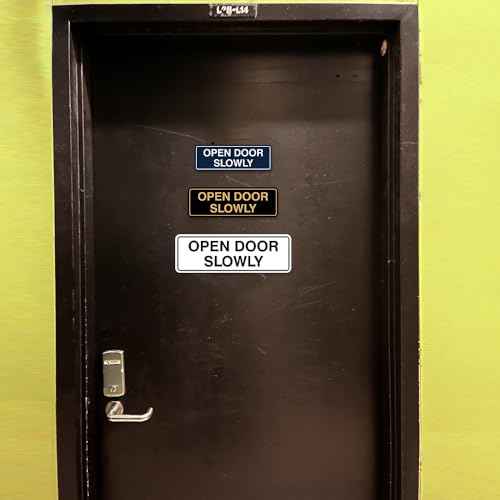 Standard Open Door Slowly Door/Wall Sign - Silver - Medium 5 Pack
