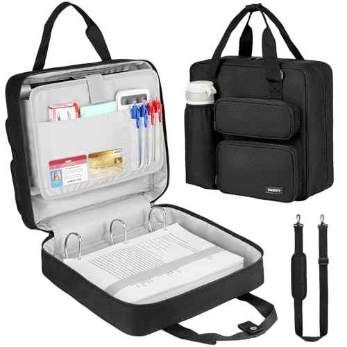 Zipper Binder 3 Ring, 700 Sheets Capacity, Binder 3 Inch with Shoulder Strap Fits 13 Inch Laptop for School and Office,Black