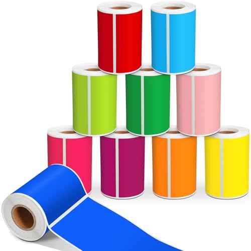 Chuangdi 10 Rolls Stickers Labels for Labeling Rectangular Color Coding Labels Stickers Adhesive Label Solid Colors Tags for Inventory Organization File (3 x 5 Inch)