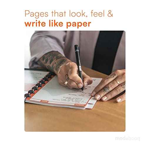 MODUBOOQ organizer, block - Modular Reusable Smart Notebook A5 - Notebook with Tabs & Discbound System - 40 modular pages with duratech3 technology - Washable and writes like paper