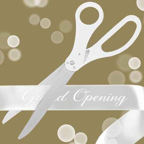 25" White Ceremonial Scissors ? Giant Ribbon Cutting Scissors for Grand Opening Large Shears for Ceremony Supplies Big 25 Inch Shears for Events Ribbon and Decorations Kit