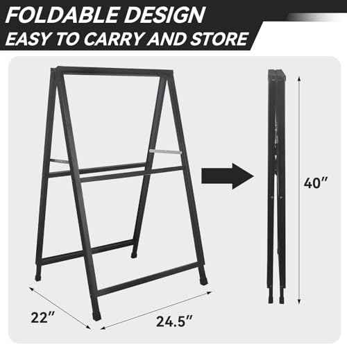 QKA A-Frame Sign Sidewalk Sign 24x36 Inch, Heavy Duty Double-Sided Slide-in Folding Outdoor Sandwich Boards, Easy to Install, Suitable for Restaurants, Cafes, Outdoor Events£¨Frame Only£©