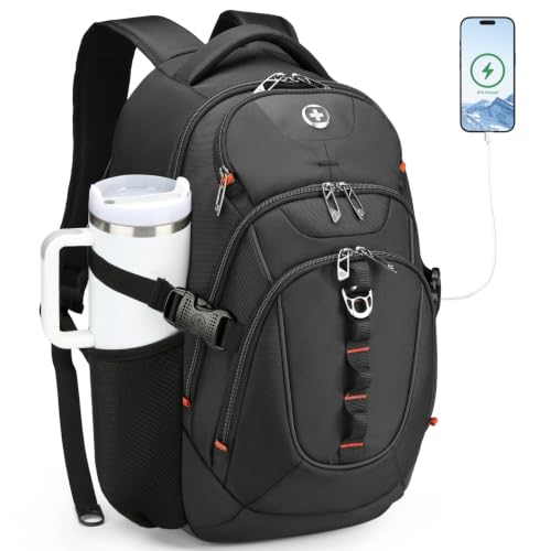 Swissdigital Design Laptop Backpack for Men with USB-C Charging Port - Black / Standard