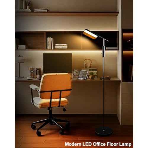 Lightdot 62IN Reading Floor Lamp, Dimmable LED Floor Lamps for Living Room, 350¡Æ Angle Adjustable Standing Lamp for Bedroom, Mid Century Industrial Design for Reading Room Office Study Room-Black