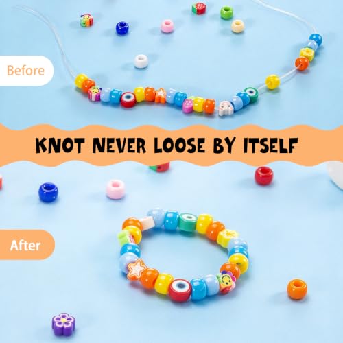 2PC Jewelry Glue for Elastic String - Clear, Built-in Brush, Knot Fixing for Beads & Rhinestones