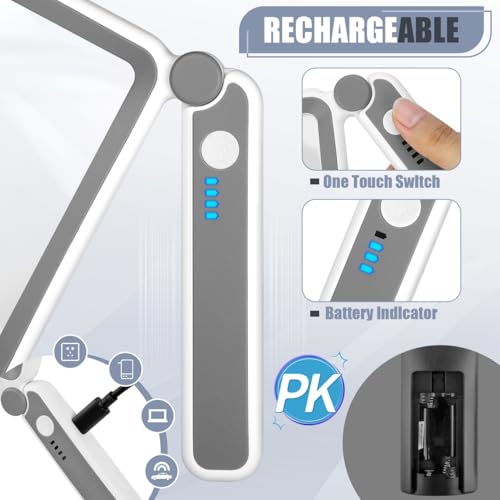 Rechargeable 5X Rectangle Magnifying Glass with Light - Grey & White