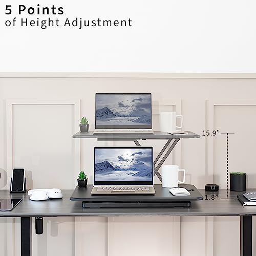 VIVO 26-Inch Black Single Top Standing Desk Converter | Ultra-Slim Riser