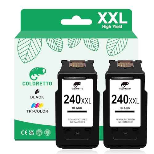 COLORETTO 240XL Black Ink Cartridges Replacement for Canon 240xl Black Ink Cartridge, PG-240XL for Canon PIXMA MG3620 MG3600 TS5120 TS5100 MG3220 MG3520 MG2120 MX472 MX452 Printer Ink (2 Pack)