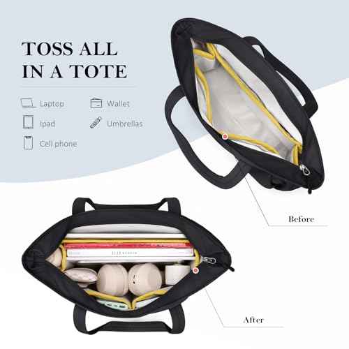 Tote Bag for Women, 14Inch Work Bags with Zipper Computer Laptop Handbag with Compartments for Travel, Daily