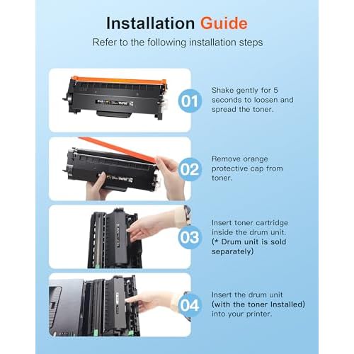 E-Z Ink Pro TN760 TN-760 TN730 TN-730 Toner Cartridge Replacement for Brother tn760 TN-760 to Use with HL-L2350DW HL-L2370DW HL-L2390DW HL-L2395DW MFC-L2710DW MFC-L2750DW Printer(4black)