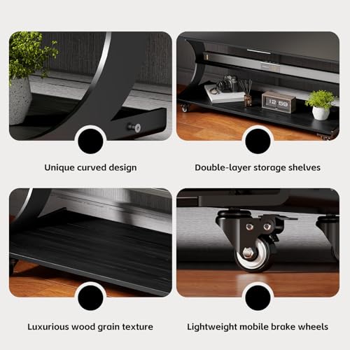 BEISHI Rolling TV Cart Stand for 50-100 Inch TVs – With Outlet, Black