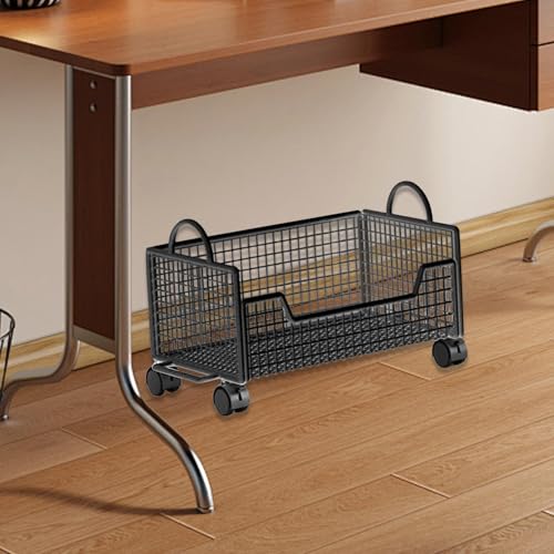 Milageto Black Rolling Book Cart with Wheels – 16.54 x 9.45 x 10.24 in Multifunction Mobile Storage