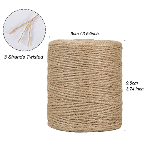 Tenn Well Natural Jute Twine 2mm x 984ft - Brown Garden String for Arts, Crafts, Gift Wrapping