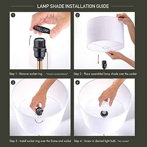 O¡¯Bright Ted - Drum Shade Standing Lamp, Pull Chain Switch, E26 Socket, Modern Minimalist Design, Simple Floor Lamp for Living Room, Bedroom, Office, Antique Brass