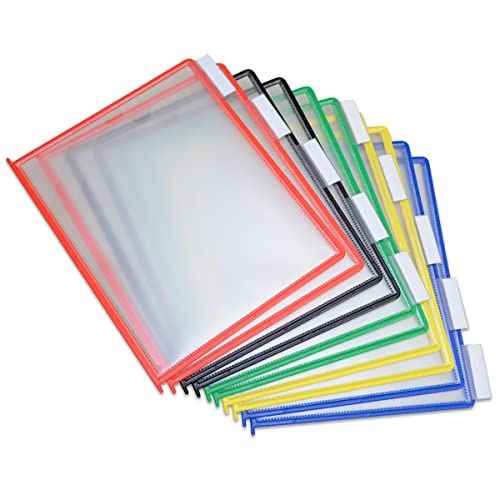 Ultimate Office AdjustaView Easy-Load Replacement Pockets & Tabs - Fits Ultimate Office AdjustaView Organizers Only, (Set of 10 Colored)
