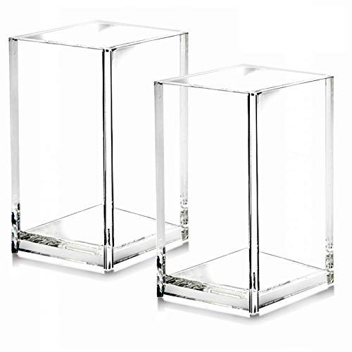 Cerpourt 2 Pack Clear Acrylic Pen & Makeup Brush Holder - Desktop Organizer