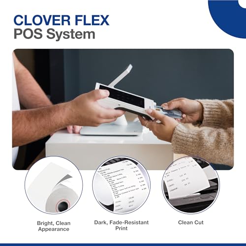 Clover Flex Paper Rolls - 50 Rolls - 2 1/4'¡¯ x 50¡¯- 48 GSM - Clover Flex Receipt Paper Compatible for C401, C403, C405 and C406 POS Machines - BPA Free Material