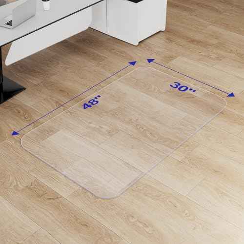 Delamu Office Chair Mat for Hardwood Floor, 30"¡¿48" Office Computer Desk Chair Mat, Clear PVC Heavy Duty Floor Protector Mats for Rolling Chairs
