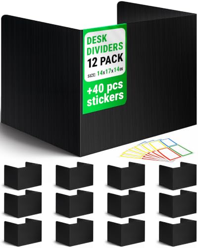 JUZARI 12 Pack Black Privacy Folders for Students Classroom Testing Dividers